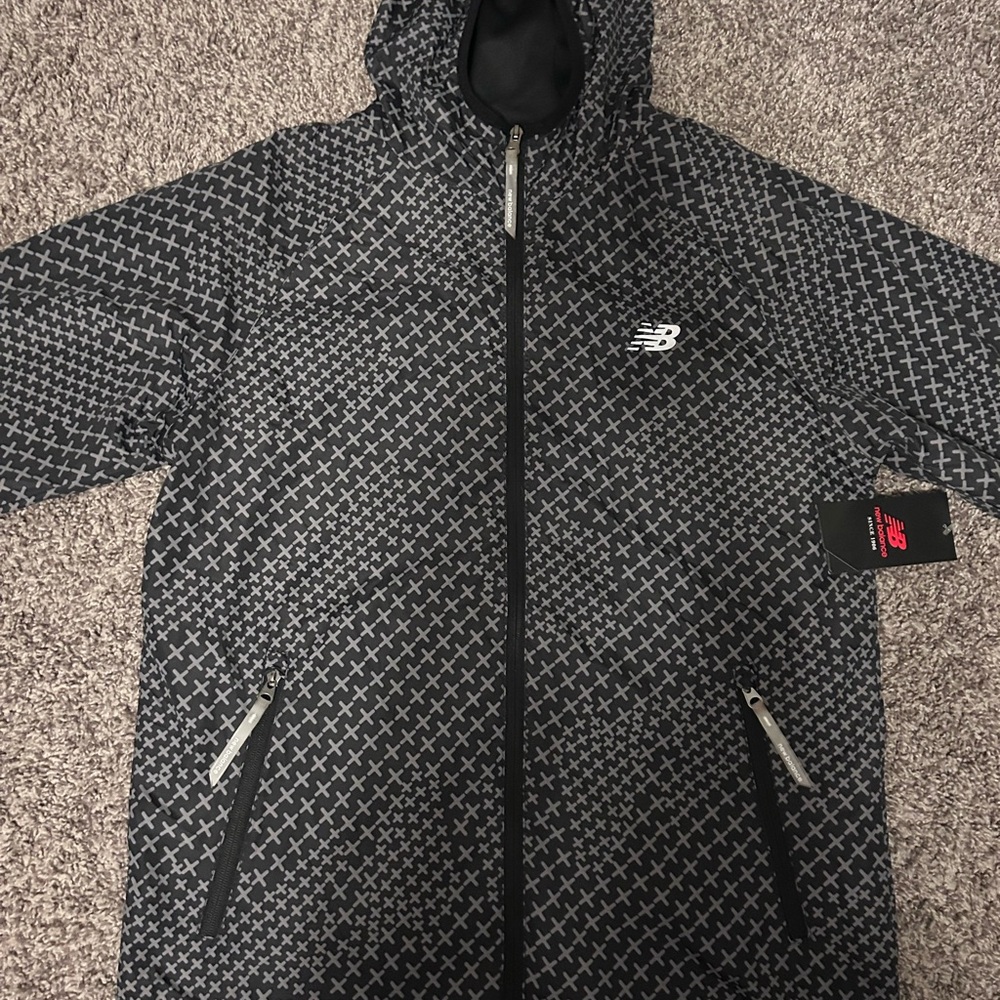 New Balance Black and White Cross Pattern Jacket